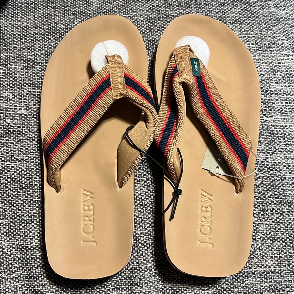 NWT J Crew Striped Flip Flops
